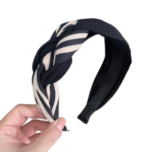 serre tête tressé blanc et noir