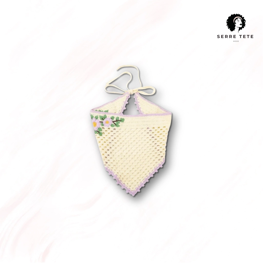 Serre Tête Fleur Tricoté – Image 4