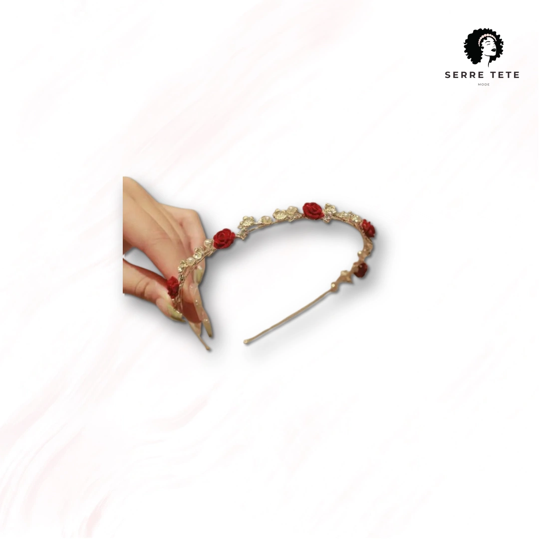 Serre Tête Fleur Doré – Image 3