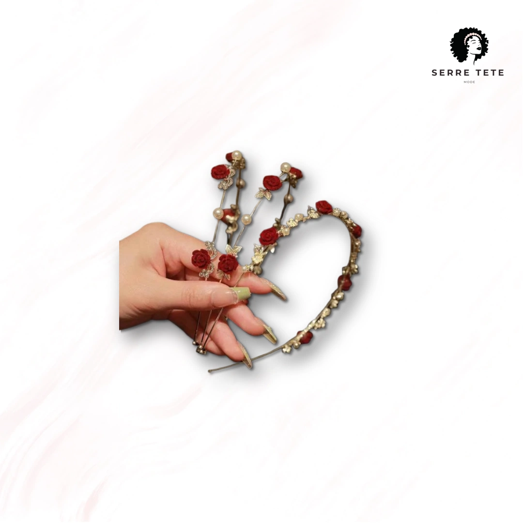 Serre Tête Fleur Doré – Image 5