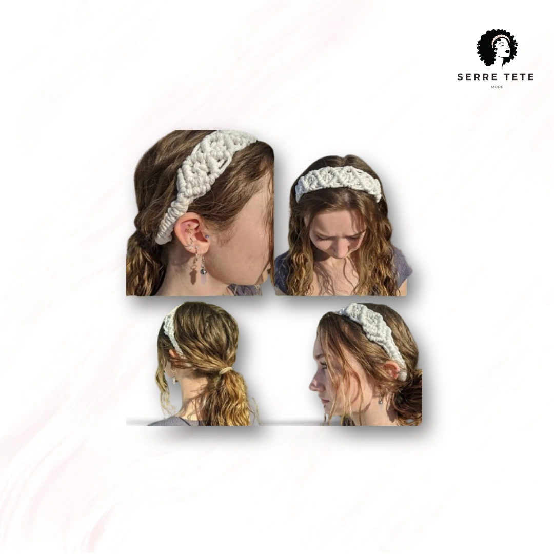 Serre Tête Tressé Bandeau Blanc – Image 10