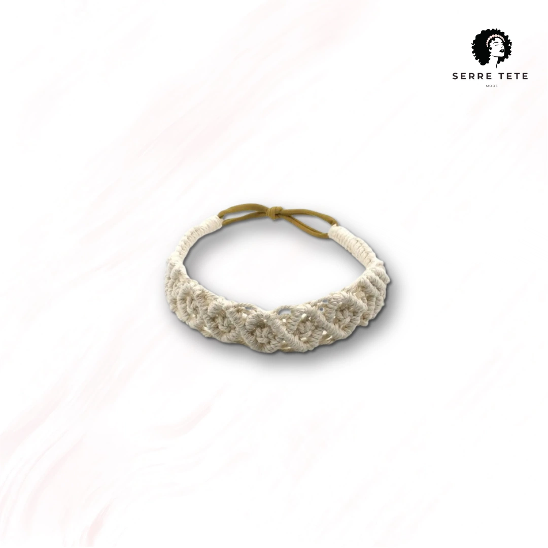 Serre Tête Tressé Bandeau Blanc – Image 11