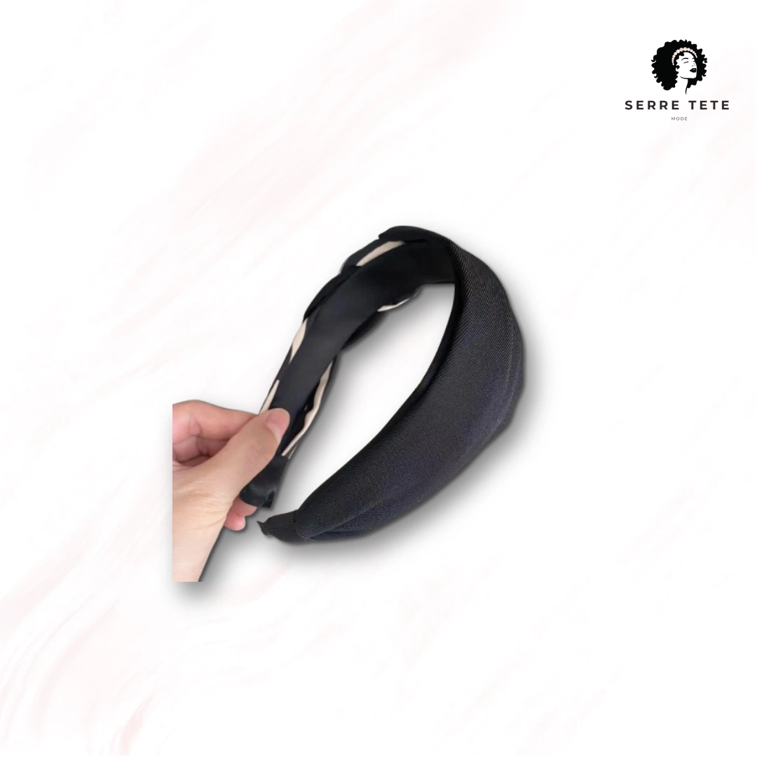 Serre Tête Tressé Blanc Et Noir – Image 3
