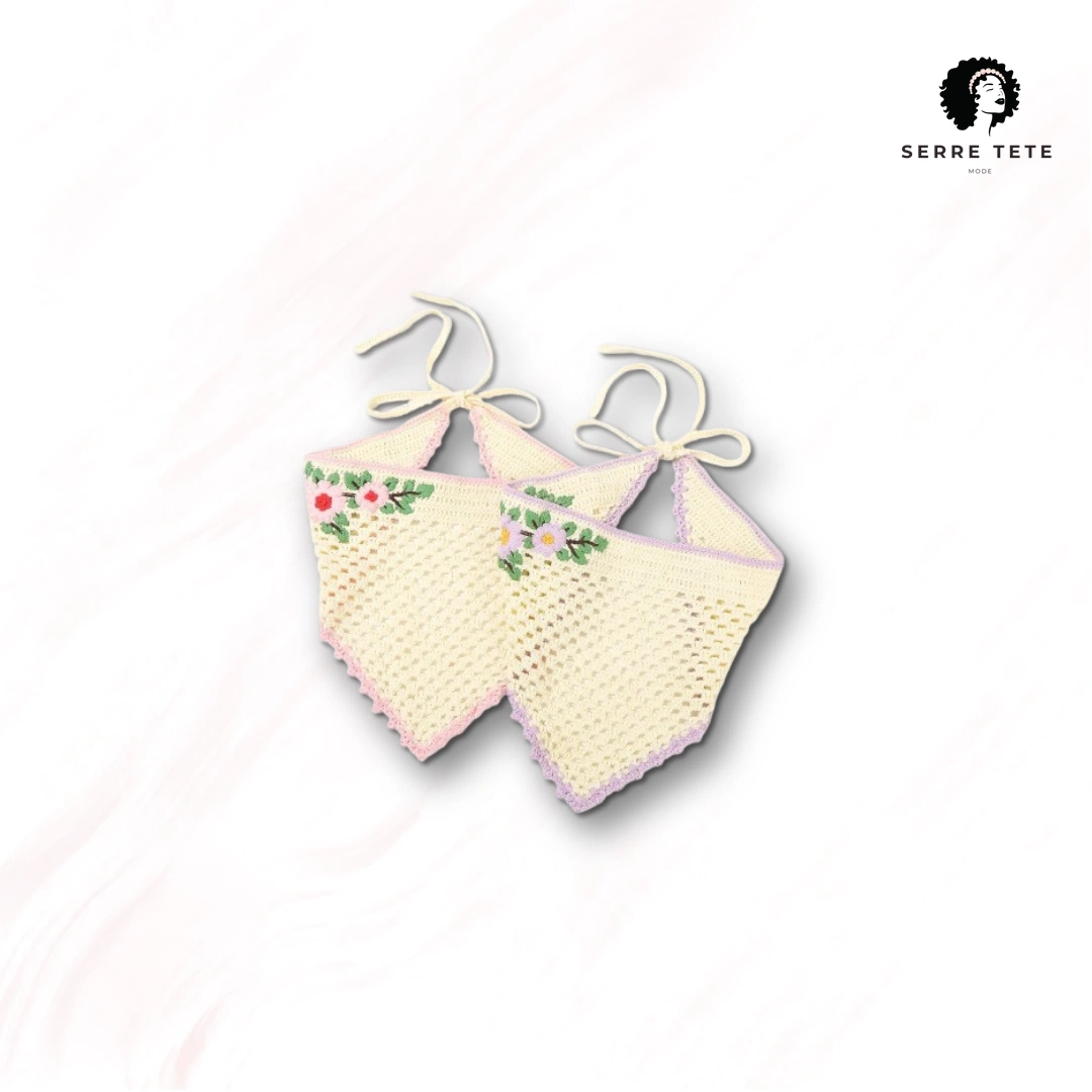 Serre Tête Fleur Tricoté – Image 5