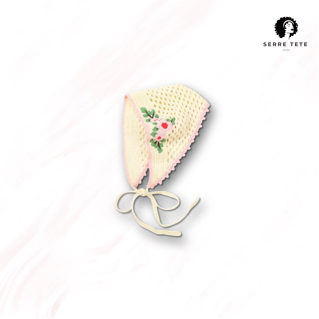 Serre Tête Fleur Tricoté – Image 6