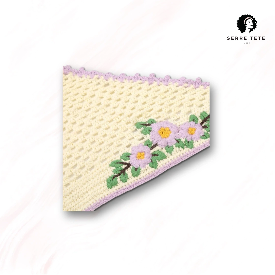 Serre Tête Fleur Tricoté – Image 7