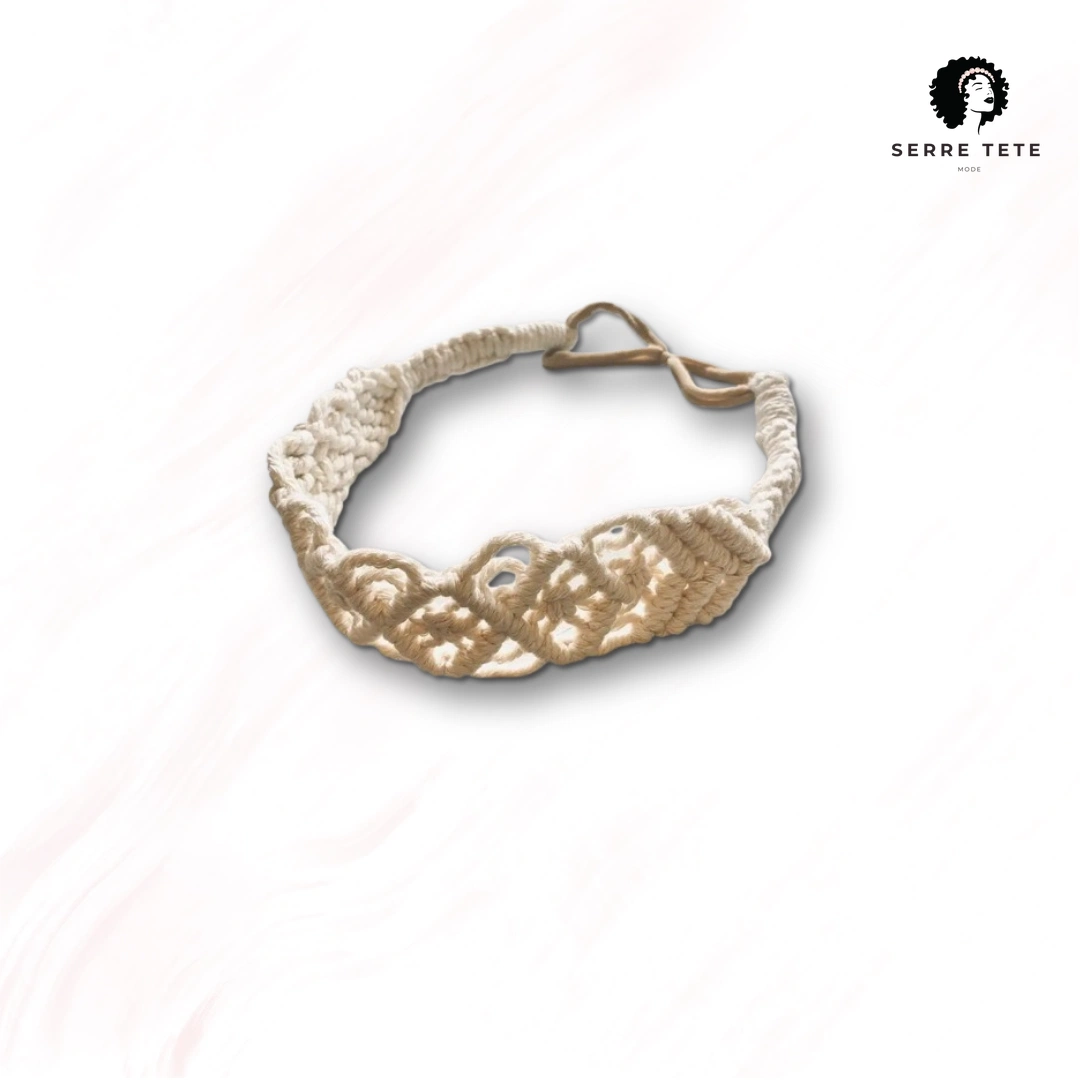 Serre Tête Tressé Bandeau Blanc – Image 6