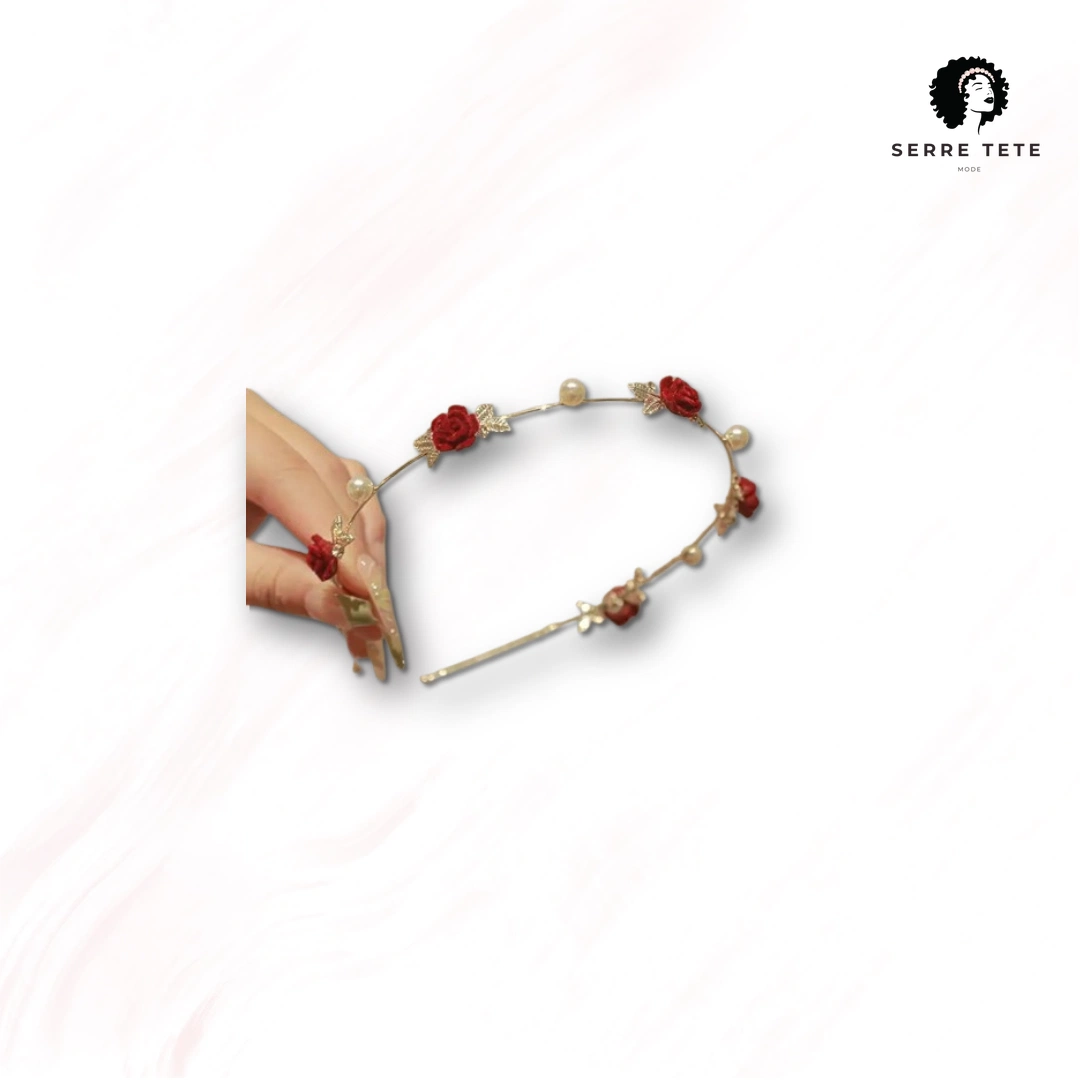 Serre Tête Fleur Doré – Image 7