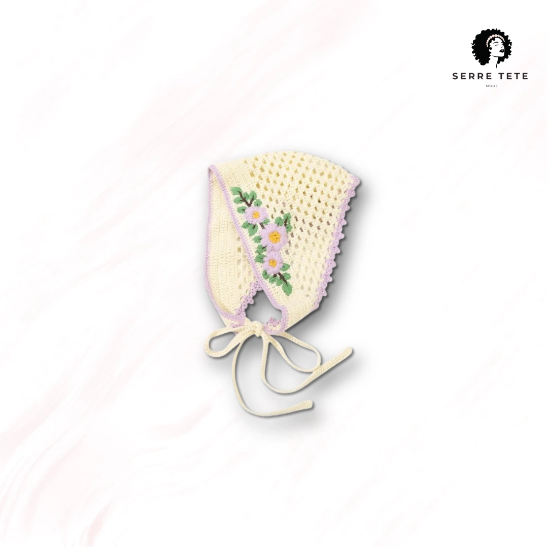 Serre Tête Fleur Tricoté – Image 3